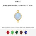 Round Shape Gold Bezel Connector, 8mm Faceted Gemstone Pendant, 24k Gold Plated Double Bail Gemstone Connector, GemMartUSA (10206)