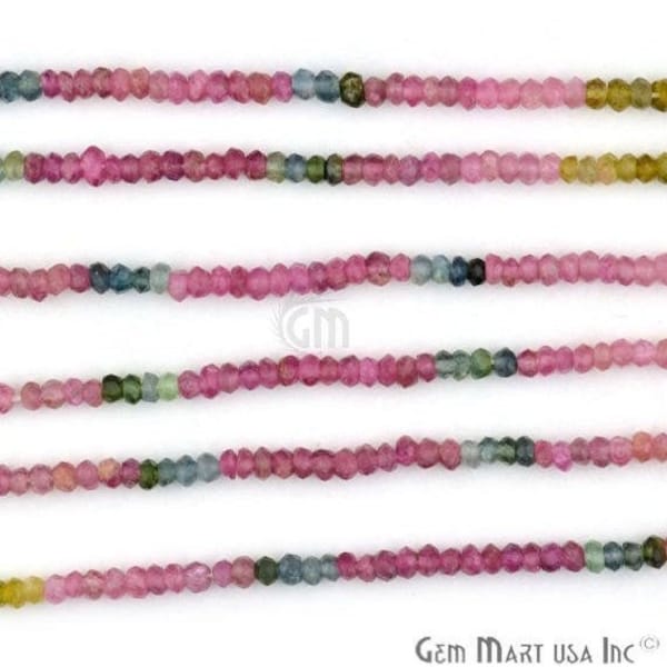 1 Strand Multi Tourmaline Faceted Rondell 2.5-3mm, 14" Length AAAmazing quality GemMartUSA (RLTM-70001)