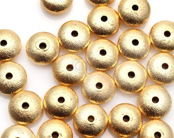 Beads Charms, Gold Plated Beads, Gold Corrugated Round Spacer DIY Charms, 10MM, 5 pc Lot, GemMartUSA, (GP-50018)