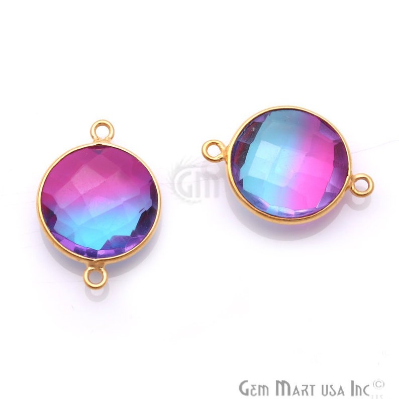 14mm Round Shape Crystal Quartz Rose Aura Quartz Blue Quartz GemMartUSA KP-10157 Aura Quartz Doublet Quartz