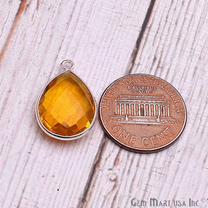 Citrine, Citrine Connector, Gemstone Connector, Connector Charm, Earring Connector, Silver Bail, 12x16mm Pear, GemMartUSA HC-10119 image 5