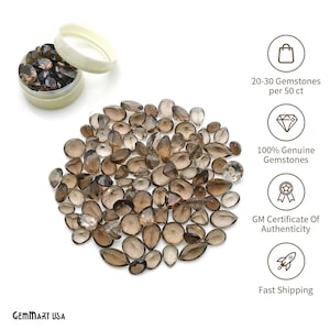 Topacio ahumado al por mayor, gemas semipreciosas 100 % naturales, gemas sueltas facetadas marrones, 4-8 mm, mixtas, 50 quilates, GemMartUSA, ST-60001