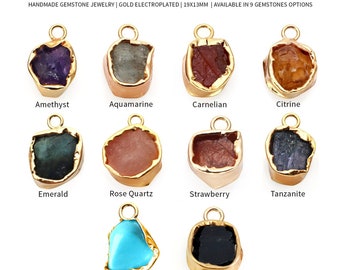 Free Form Gold Electroplated Gemstone, 19x13mm Rough Gemstone Pendant, Gold Plated Charms, GemMartUSA, 50705