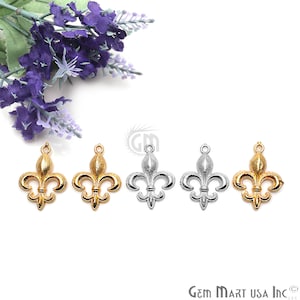 Fleur de Lis Finding, Gold Finding, Silver Findings, Gold Connector, Filigree Finding, Gold Charm, Chandelier Finding, GemMartUSA (50065)