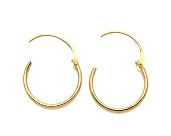 Pendientes de aro de oro, Pendiente de aro de bucle de 16 mm, Pendientes chapados en oro, Suministros para hacer joyas de bricolaje, GemMartUSA, GP-90019