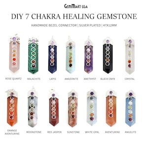 Ciondolo curativo fai da te, ciondolo con 7 punti chakra, cristallo curativo, gioielli chakra, ciondolo terminato, cauzione in argento, ciondolo con pietra preziosa (14169)