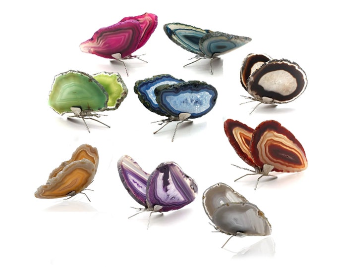 Agate Slice Butterfly, Natural Agate Décor, Butterfly Wing Home Décor, Agate Geode, Natural Gemstone Butterfly, GemMartUSA (BFLY)