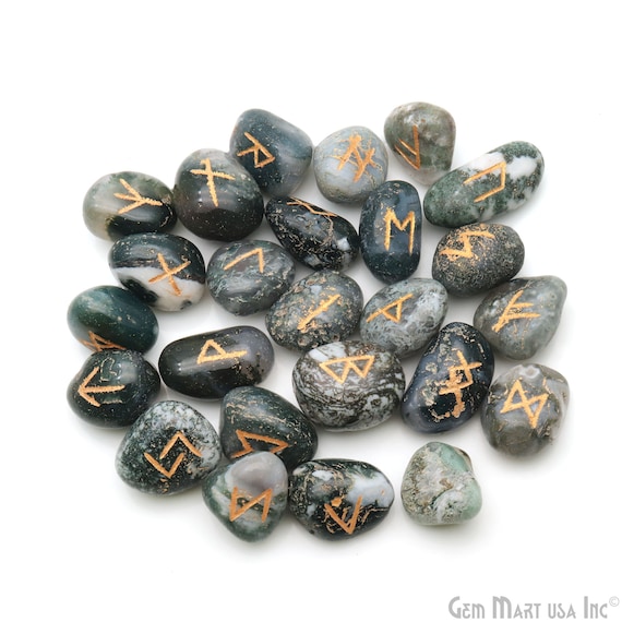 Moss Agate Rune Stones, Spiritual Stones, Rune Stone Symbols, Rune