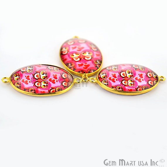 その他 Jewel Fascinating Small Owl Glass Cabochon Bezel Connector, 24k
