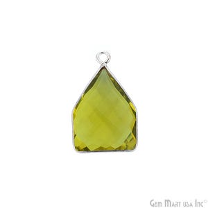 Lemon Topaz , Bezel Pentagon Shape Connector, 13x18 mm Pentagon Silver Plated, Single Bail 1 pc.(LT-10231)