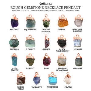 Collana con pendente in pietra preziosa grezza, pietra preziosa grezza a forma libera placcata in oro rosa, gioiello con pietra portafortuna GemMartUSA 50470