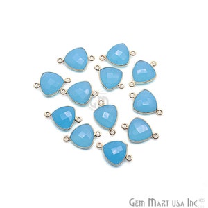 Sky Blue Chalcedony 12mm Bezel Connector, 24k Gold Plated Double Bail Link Connector GemMartUSA (SB-10162)