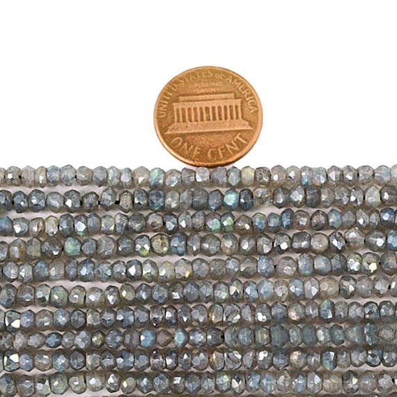 Mystic labradorite  Rondelle Beads, Natural, Meditation Bracelet, Beaded Curtain, Mardi Gras, 3-4mm 12.5" Length GemMartUSA (RLML-70002)