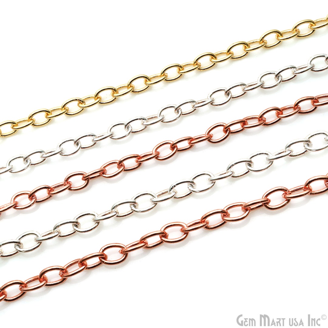 Rolo Chain for Jewelry Making, 6x8mm Round Links Chain, Minimal Finding