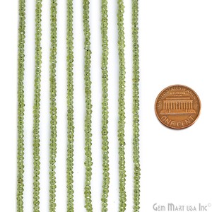 Peridot Micro Faceted Rondelle 2.3-3.5mm 13 Length AAAmazing quality 100 Percent Natural GemMartUSA RLPT-70002 image 8