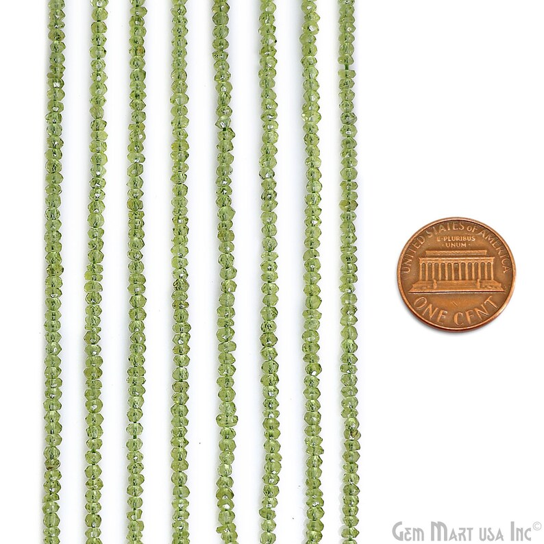 Peridot Micro Faceted Rondelle 2.3-3.5mm 13 Length AAAmazing quality 100 Percent Natural GemMartUSA RLPT-70002 image 8