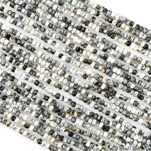 Dendrite Opal Beads, Natural, Meditation Bracelet,  Mardi Gras, 3-4mm 12.5" Length GemMartUSA (RLDO-70002)