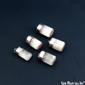 Selenite Freeform Pendant, Healing Pendant, Silver Plated Chain, faceted pendant 31X13MM, SPNI-14288