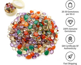 Mieszane hurtowe kamienie szlachetne, 100% naturalne kamienie półszlachetne, wielokolorowe fasetowane luźne kamienie szlachetne, 4-8 mm, mieszane, 250 karatów, GemMartUSA (mx-60001)