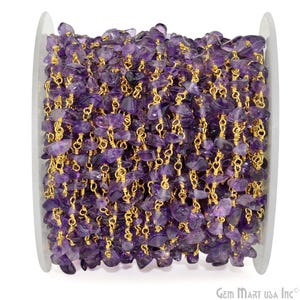Amethist-goudklompje 4-6 mm, rozenkransketting, verguld, handgemaakte schakelketting zilver of brons, benodigdheden voor het maken van sieraden (GPAM-30025)