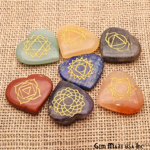 7 Chakra Gemstones Lot, Heart Stones, Healing Stones, Spiritual Stones, Meditation Stones, Metaphysical Gemstones 34X31MM (SP7C-14026)