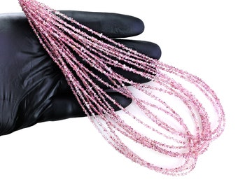 Pink Herkimer Diamond Quartz Uncut Beads, Double Terminated Quartz Crystals, Raw Drilled Beads Jewelry Supply, 16 inch strand, DRDH-70014