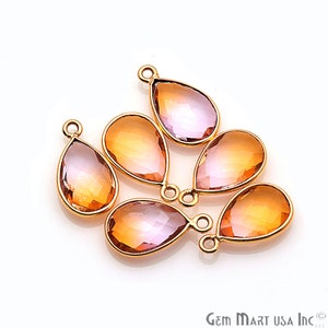 Citrine and Morganite Quartz, Aura Quartz, Doublet Quartz, Tangerine Aura, Pears 8x12mm, GemMartUSA (IM-10088)