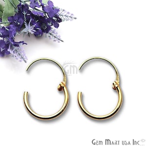 Gold Plated Earrings, Loop Hoop Earring, Gold Finding Earring, Gold Hoop Loop Earrings, Gold Jewelry Finding Earrings, GemMartUSA (GP-90017)