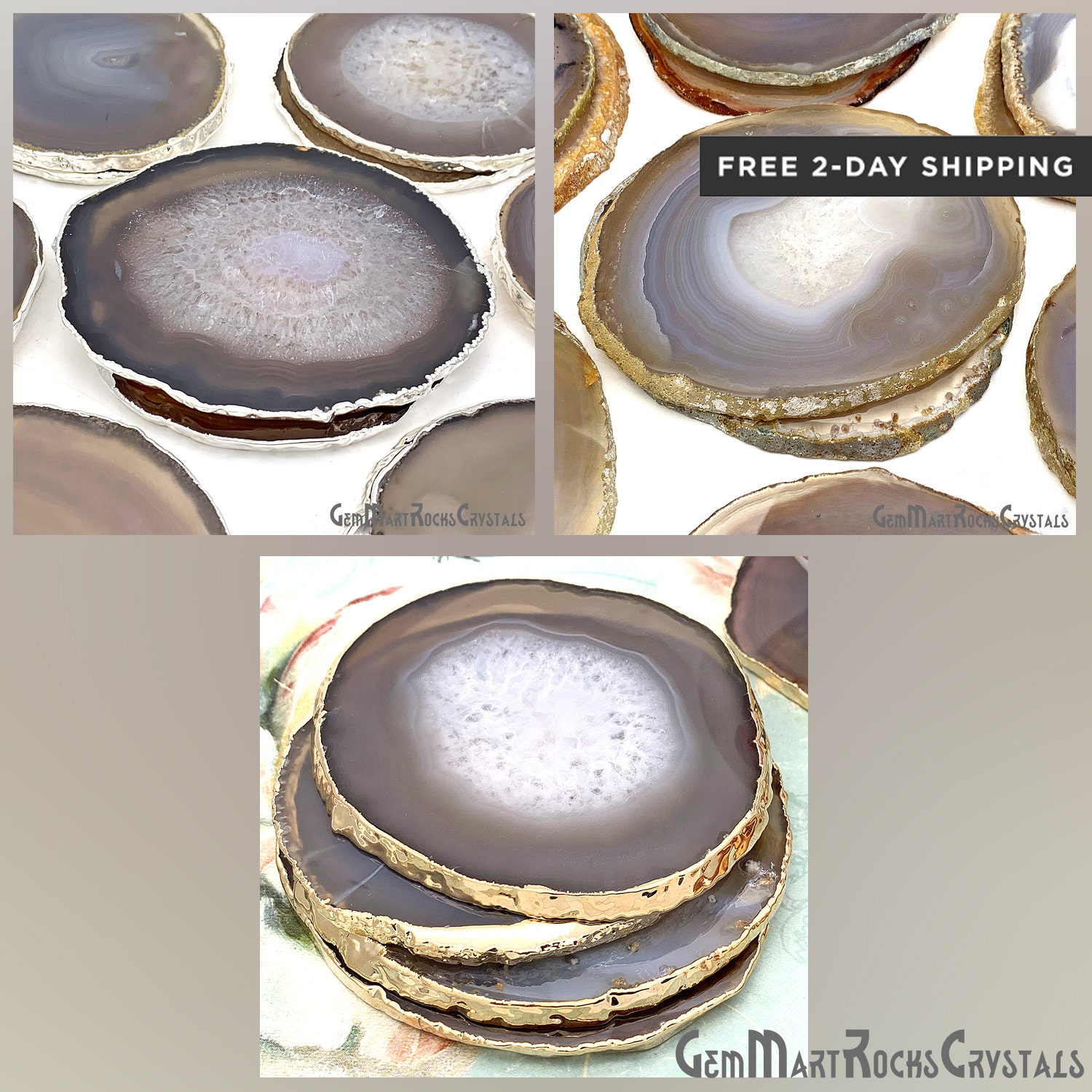 Natural Gemstone Coaster Agate Coaster Set Drinkware Rock Etsy