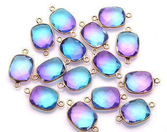 Blue Quartz, Purple Gemstone, Aura Quartz, Aqua Aura Quartz, Doublet Quartz, 10x12mm Octagon Shape, GemMartUSA (EP-10142)