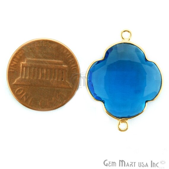 Swiss Blue Topaz Clover Shape Pendant, 24x20mm Double Bail Station