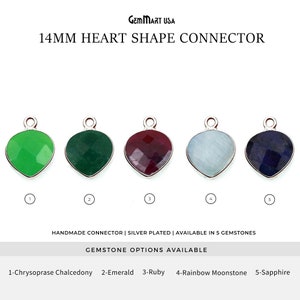 Bezel Heart Shape Connector, 14mm Heart Silver Plated, Single Bail Gemstone Connector, GemMartUSA (10105)