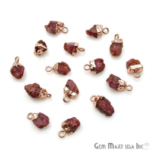Ruby Pendant, Rough Gemstone Pendant, Freeform Pendant, Raw Stone Pendant,  Rose Gold Electroplated, Single Bail, (RPRB-50469)
