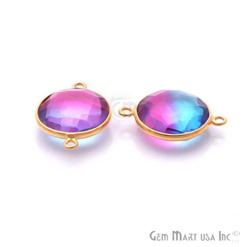 14mm Round Shape Crystal Quartz Rose Aura Quartz Blue Quartz GemMartUSA KP-10157 Aura Quartz Doublet Quartz