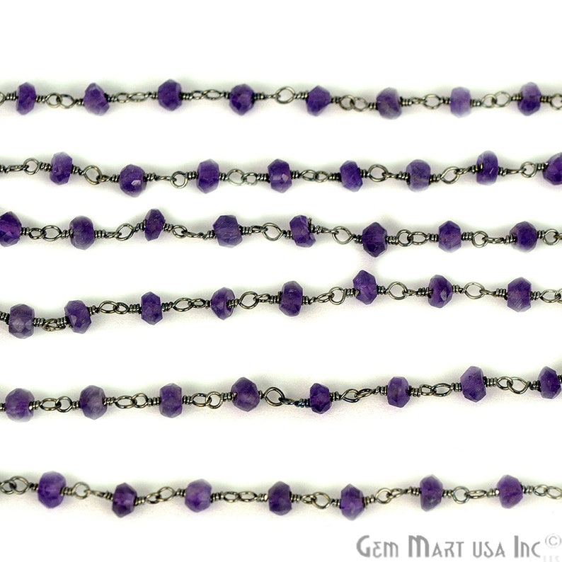 Amethyst Chain Rosary Chain Faceted Bead Chain Tiny Bead Etsy