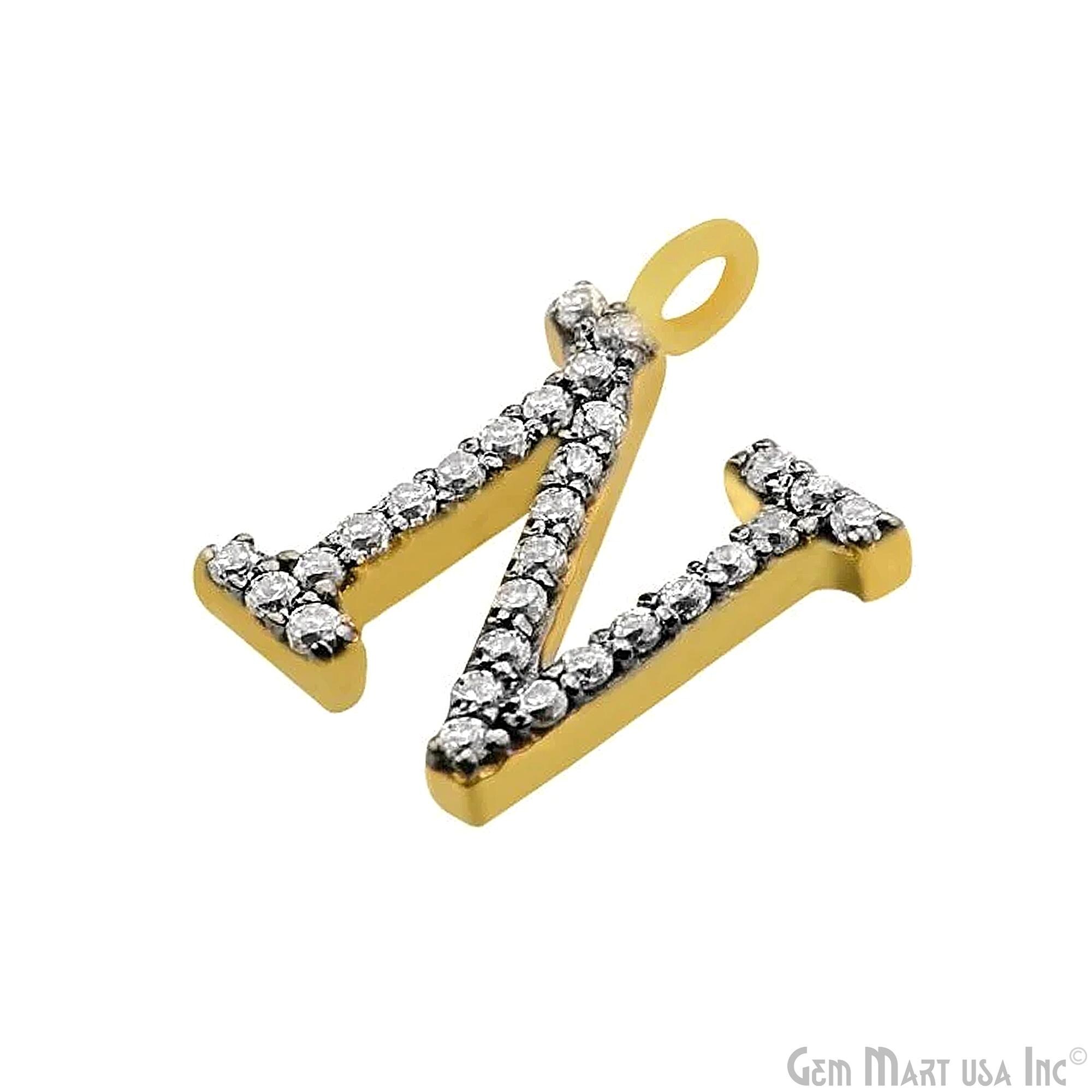 Cubic Zircon Pave 'N' Alphabet Charm in Gold Vermeil