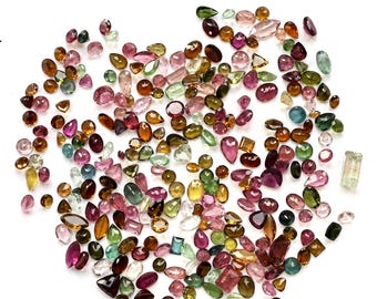 Turmalina multicolor al por mayor, gemas semipreciosas 100% naturales, gemas sueltas facetadas multicolores, de 2 a 8 mm, ovaladas y en forma de pera, 10 quilates, MT-60001