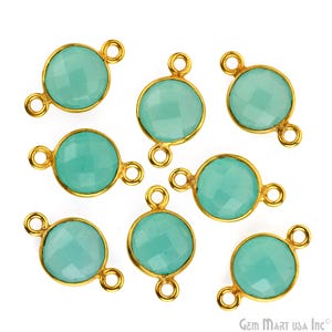 Gemstone Bezel Connector, 8mm Round Shape Connector, Gold Connector, Double Bail Connector, Jewelry Making Supplies, GemMartUSA (10206)