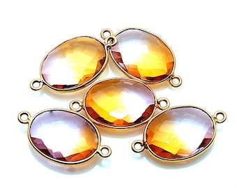 Citrine Quartz, Morganite Gemstone, Aura Quartz, Doublet Quartz, Tangerine Aura, Oval 12x16mm, GemMartUSA (IM-10147)