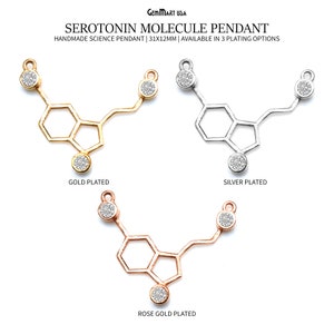 Dijes de molécula de serotonina, hallazgos de metal chapados en oro, plata y oro rosa, dijes láser de 31 x 12 mm, dijes para pulsera, DIY, 50185