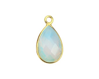 Opalite Bezel Connector, 8x12mm Pears Shape 24k Gold Plated Gemstone Connector GemMartUSA (WO-10088)