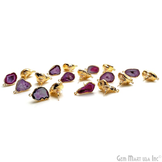 Geode DIY Earrings Studs, Gold Plated, Druzy Studs, Gemstone