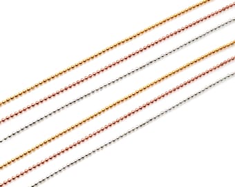 Beads Chain For Jewelry Making, 1mm Ball Bead Chain Necklace, Minimal Finding Chain, Gold/ Silver/ Rose Gold Plated Chain, GemMartUSA, 30076
