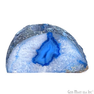 Blue Agate Crystal Votive Candle Holder, Crystal Cluster Tealight Holder by Gemmartusa (CDBU-10011)