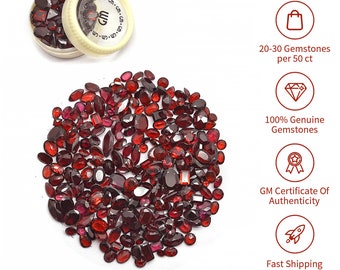 Garnet Gemstone, 100% Natural Faceted Loose Gems, January Birthstone, 6-12mm, 1+ Carats, GemMartUSA (GT-60001)