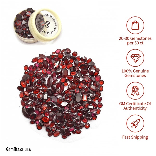 Garnet Gemstone, 100% Natural Faceted Loose Gems, January Birthstone, 6-12mm, 1+ Carats, GemMartUSA (GT-60001)