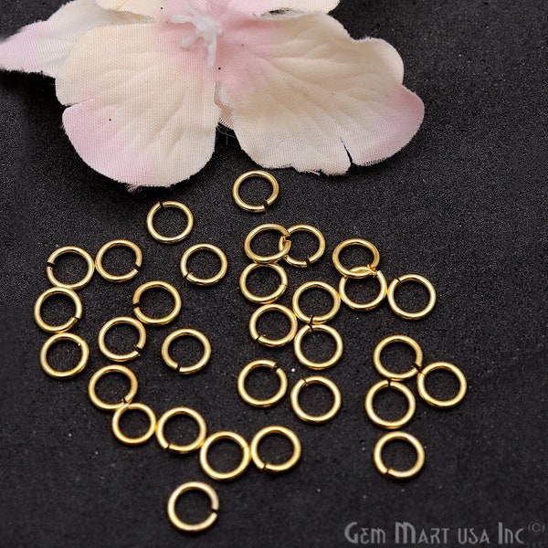 10 Pc Lot Of 22K Gold Plated Open Jump Rings, Connector Links,Jewelry Making Components, GemMartUSA (GPJR-18002)