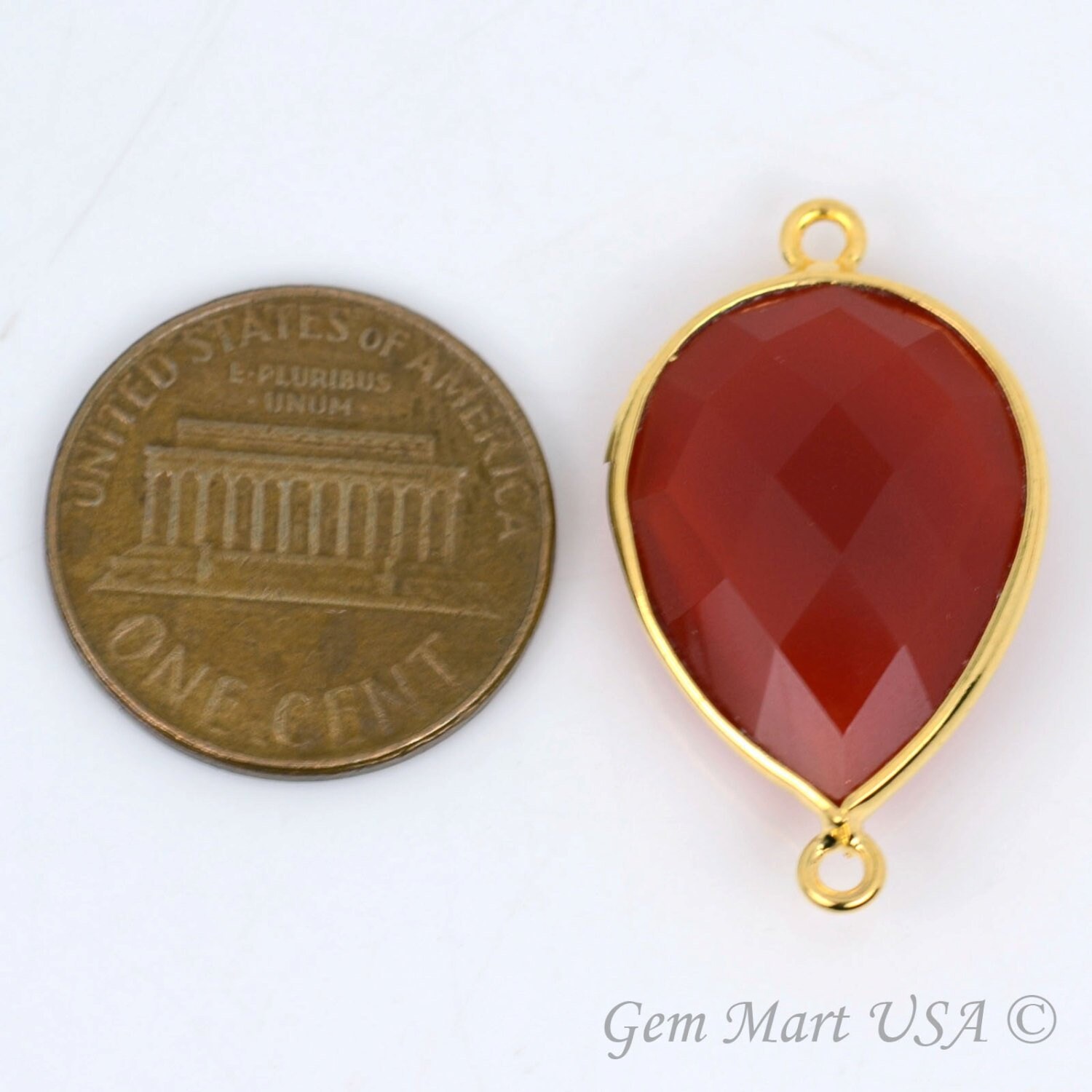 Natural Red Onyx, Bezel Pears Shape Connector, 15x20mm Pears