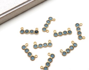 Handcrafted Iolite component connector, Gold Plated connector, Round cut Pendant, Cat Bail Connector 20X8MM (GPIO-13072)