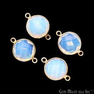 Opalite Connector, 12mm Round Shape Connector, Gold Connector, Double Bail Connector, Jewelry Making Supplies, GemMartUSA (WO-10156)
